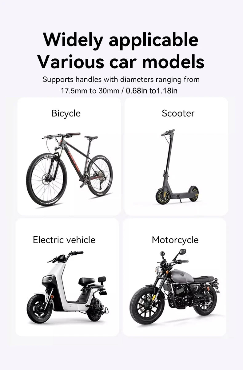 New Motorcycle Phone Mount with Vibration Dampener - 30s Tool-Free Install & Quick Lock, Universal for Bike/MTB, Fit 4-7" Phones