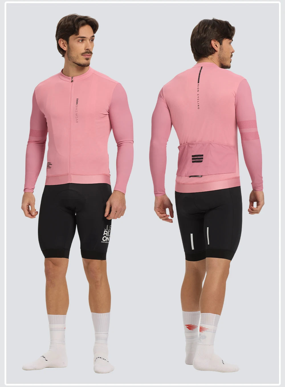 RION Men Cycling Jerseys Long Sleeves MTB Jersey Bike Shirts UPF 50+ Sun Protection Pro Team Uniform Mountain Bicycle Clothing