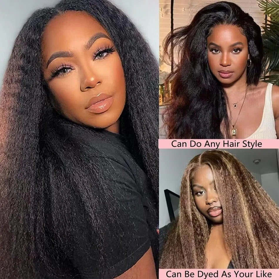 Kinky Straight V Part Wig Human Hair For Women with Drawstring 250% Density Upgrade Glueless U Part Wig No Leave Out No Sew In
