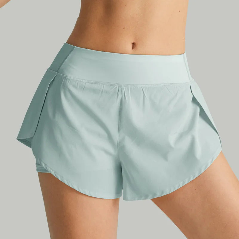 Hot New Sport Shorts Women Sportswear Double-deck Running Shorts Yoga Bottoms Summer Gym Fitness Training Jogging Short Pants