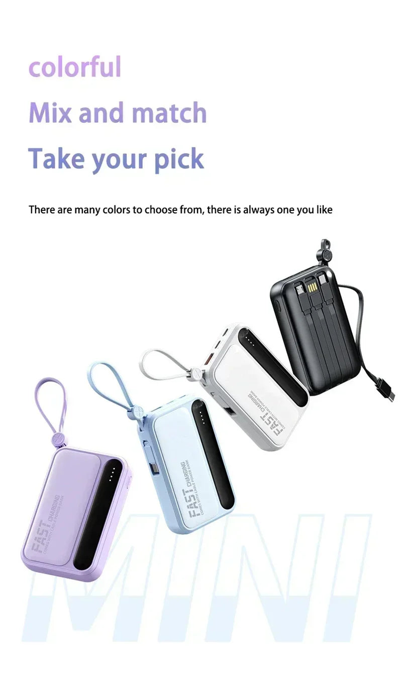 Lenovo 500000mAh Power Bank Built in 4 Lines Large Capacity Super Fast Charging Portable External Battery For iPhone Samsung