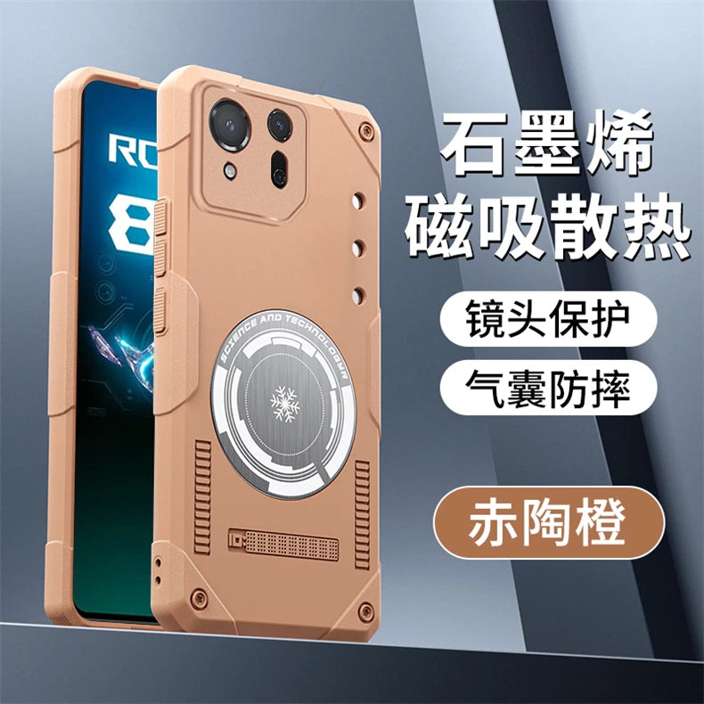 For ASUS ROG Phone 8 Pro Case Magnetic Built in Heat Dissipation Metal Sheet Back Cover For ROG 8 Phone 8Pro Shockproof Bumper