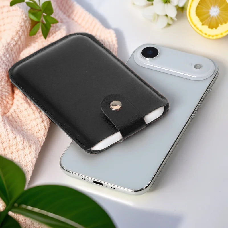 Power Bank Cover Pouch Leather Case for iPhone 17 Air Magsafe External Battery Cover PU Leather Case For iPhone 17 Air Power Ban