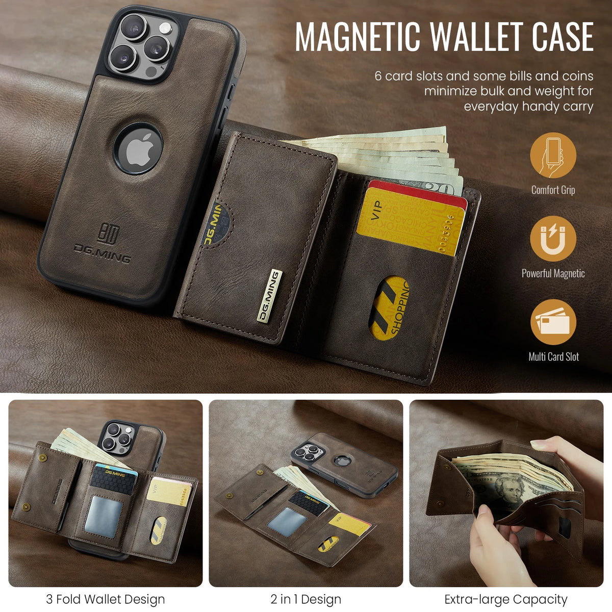 Magnetic Leather Wallet Card Phone Case For iPhone 17E 17 Air 16E 16 Pro Max 15 Plus 14 13 12 11 Flip Wireless Charging Cover