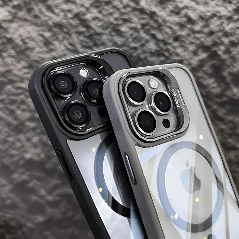 Luxury Magnetic Shockproof Phone Case For iPhone  18 16 17 15 14 13 12 11 Pro Max Funda For Magsafe Stand Lens Protector Cover