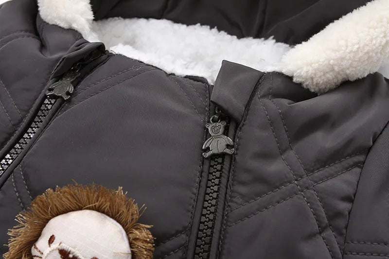 Ircomll Hight Quality Newborn Baby Winter Clothes Snowsuit Warm Fleece Hooded Romper Cartoon Lion Jumpsuit Toddler Kid Outfits