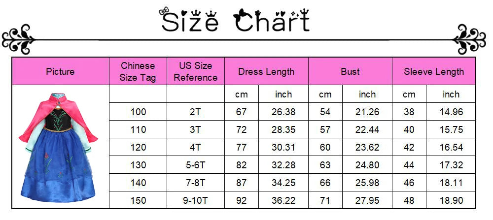 Halloween Birthday Carnival Princess Costume Dress Elsa Anna Snow White Aurora Moana Rapunzel Mermaid Belle for Girls 2-8Y