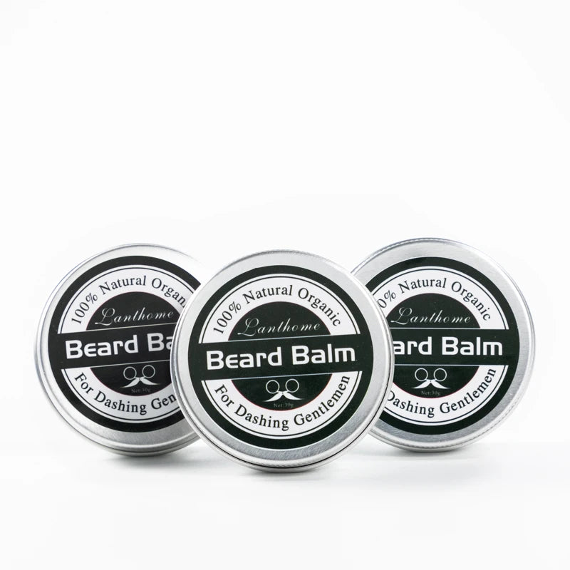 3PCS Natural Beard Balm Wax Beard Growth Balm for Men Moisturizing Smoothing Beard Styling Professional Care Cream Skin Care