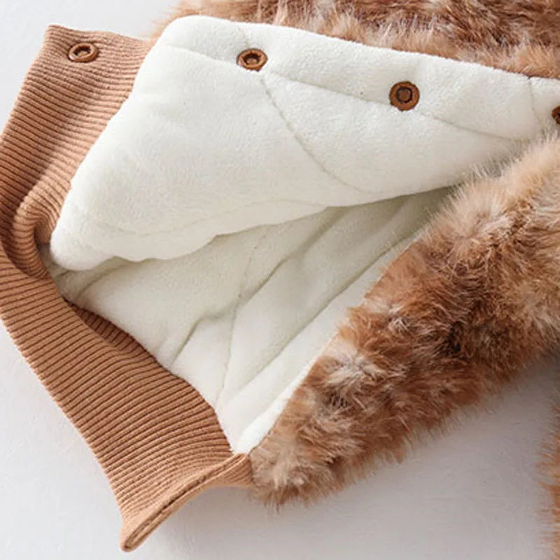 IYEAL  Baby Winter Thick Fleece Jumpsuit Christmas And New Year Jumpsuit Baby Super Cute Cotton Coat Outdoor Warm Jacket
