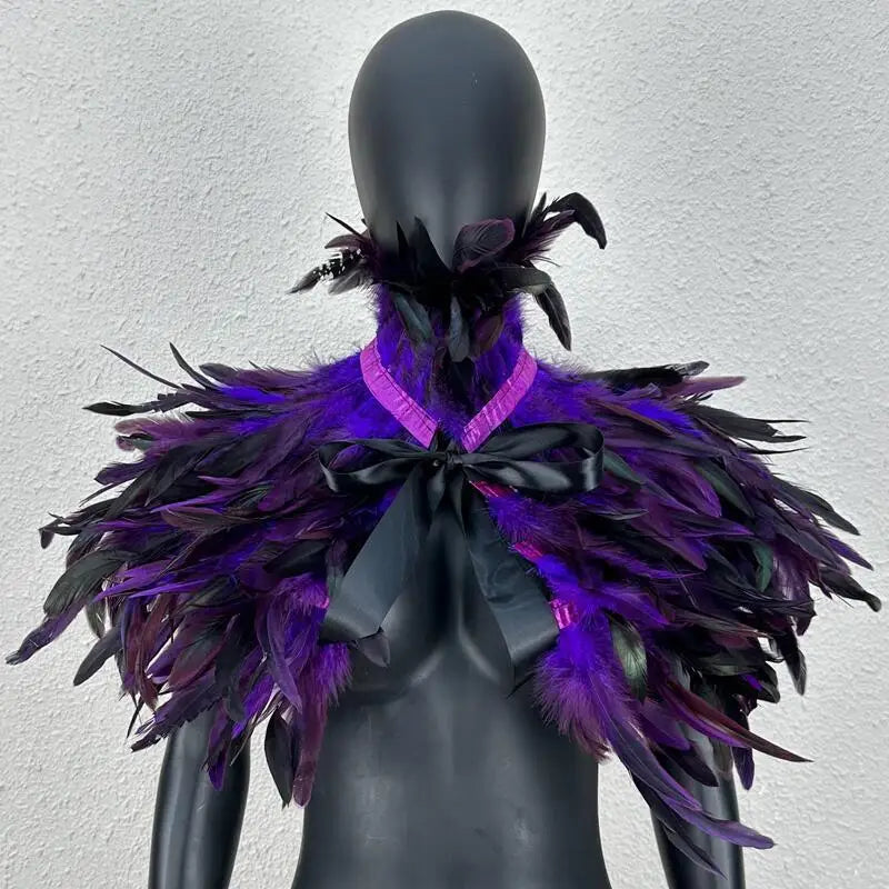 Halloween Makeup Ball Feather Party Costume Cloak Fake Collar Role Play