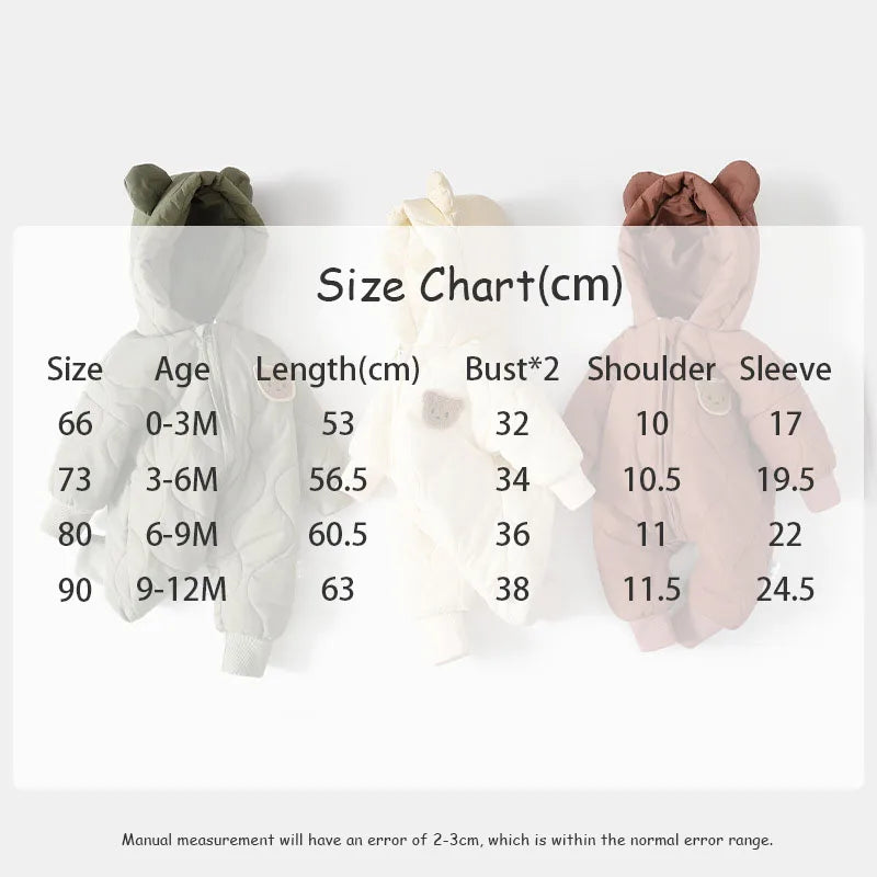 2026 Spring Autumn Hooded Infant Newborn Baby Rompers Fleece Padded Cartoon One-pieced Outdoor Outfit for Baby Boys Girls