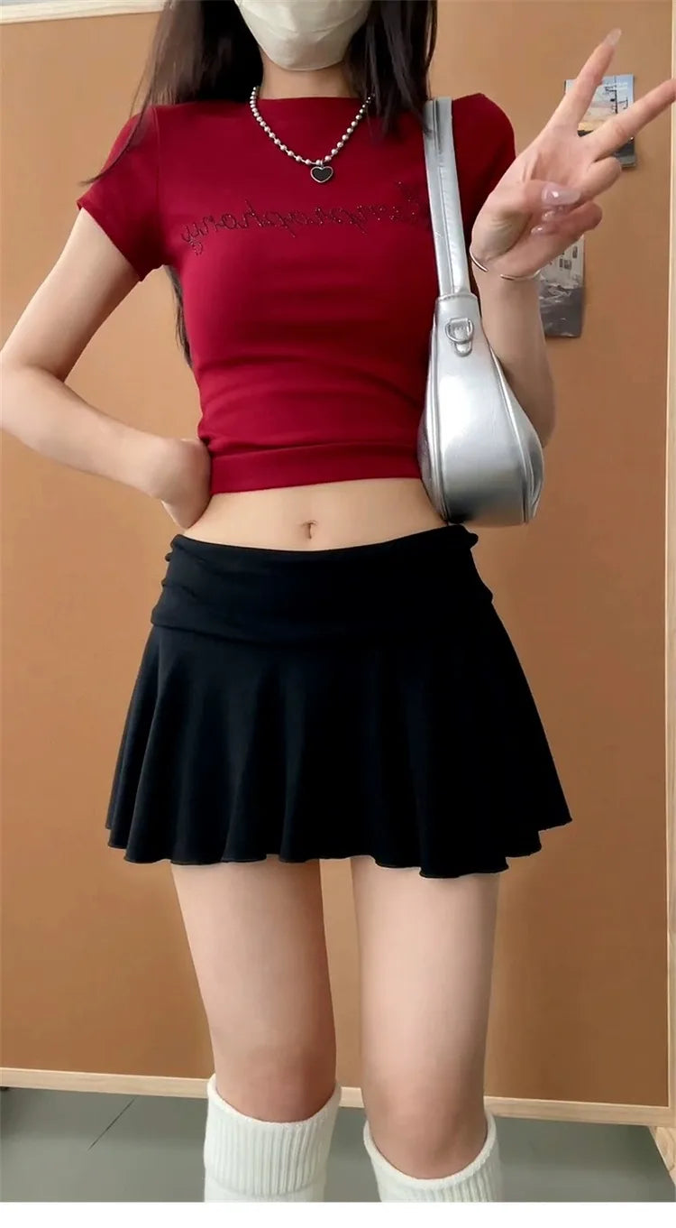 Waist-Flipping Ruched Skirts Prevent Exposure Golf Sports For Women Short Dress High Elasticity Athletic Short High Waist Skirt