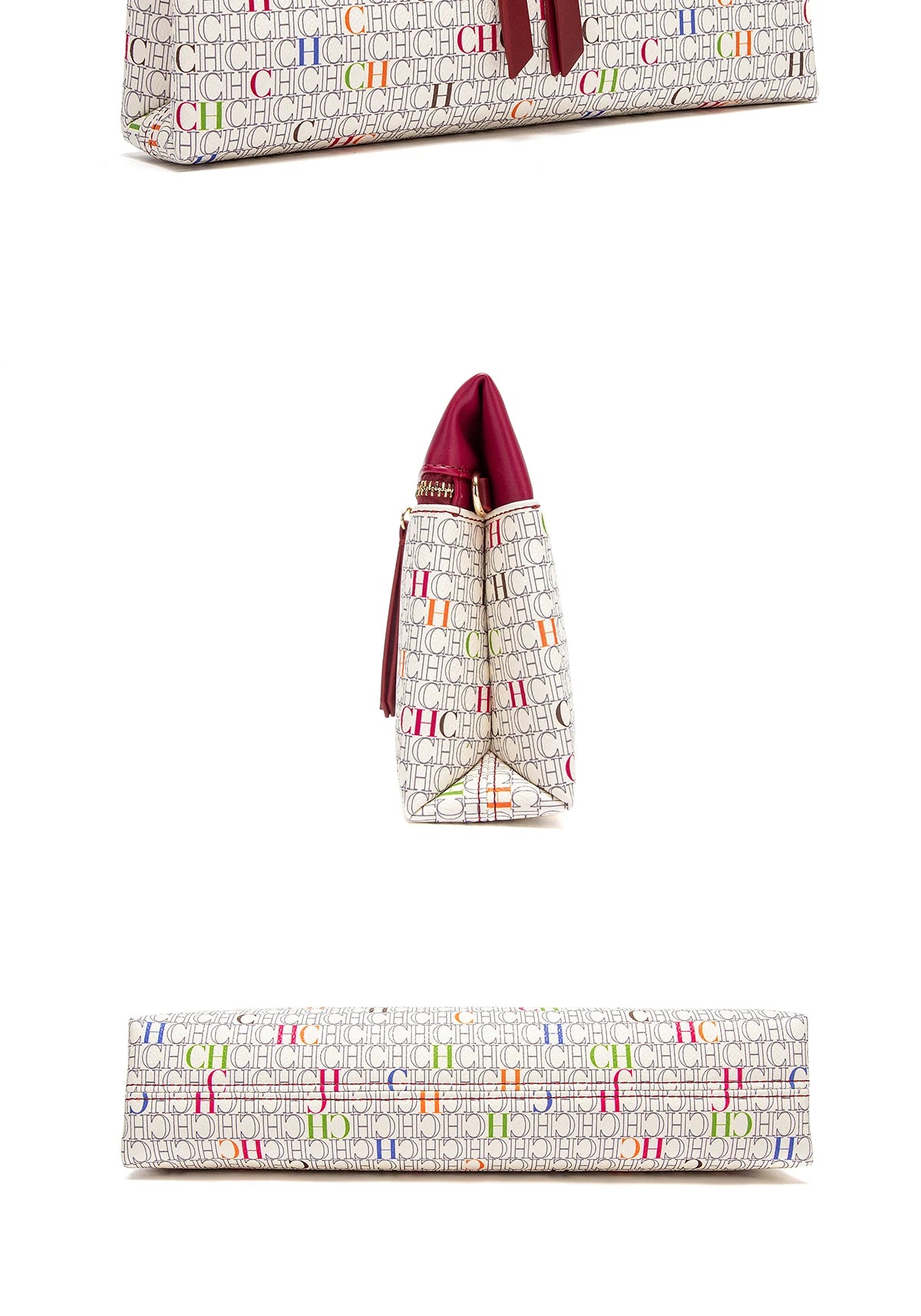 CH Clutch Bag Women Colorful Logo Print Zipper Evening Purse PU Leather Top Flap Handbag For Party Wedding Bolsos