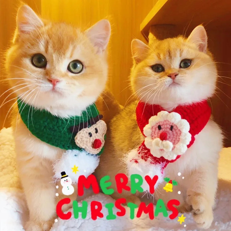 Cat Christmas Clothing Dog Cat Collar Christmas Cute Sweet Pet Scarf Bow Cat Dog Christmas Clothing Cat Accessories