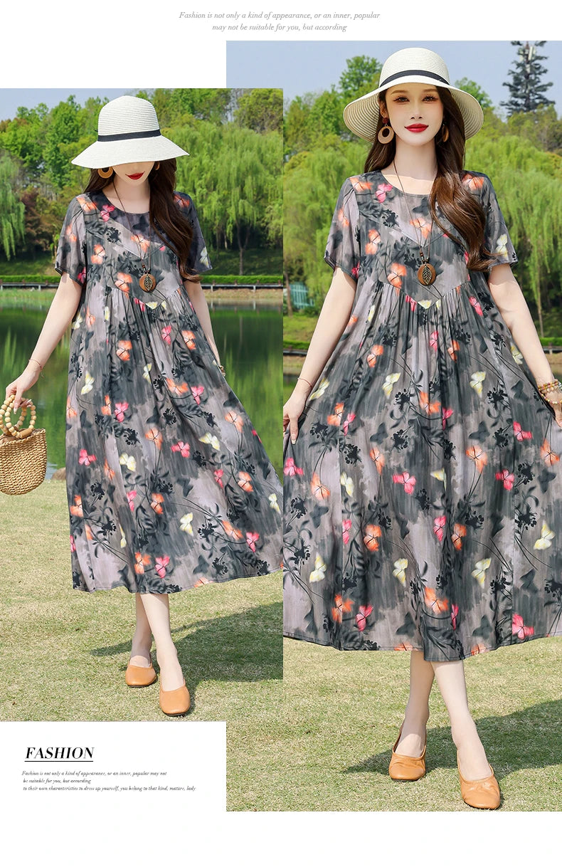 New Fashion Summer Dresses For Women 2025 Elegant Casual Short Sleeve Dress Soild Colour Women Clothing