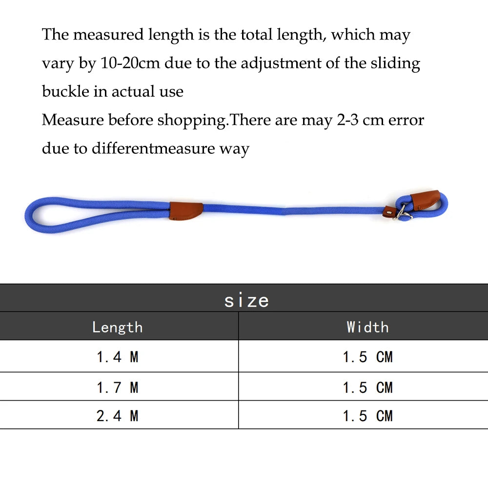 Convenient Durable Nylon Slip Rope Best Dog Leash Collar Adjustable Slide Fastener Loop Medium to Large Scale Leash for Dog Pet