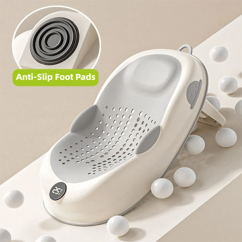 Baby Safety Temperature Sensing Bath Seat Mat Mesh Material Portable Baby Bath Net Easy to Use Comfortable Bath Rack Infant Care