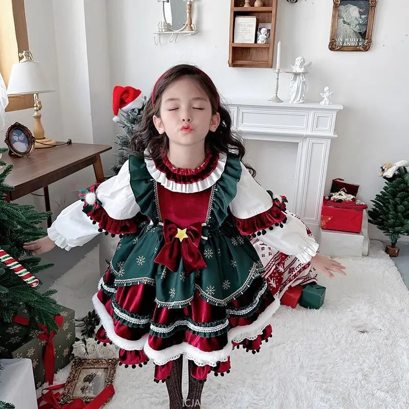Party Dress Dresses Children Girls Performance Gown Kids Party Outfit Vestido Halloween Christmas Costume Velvet Lolita Princess