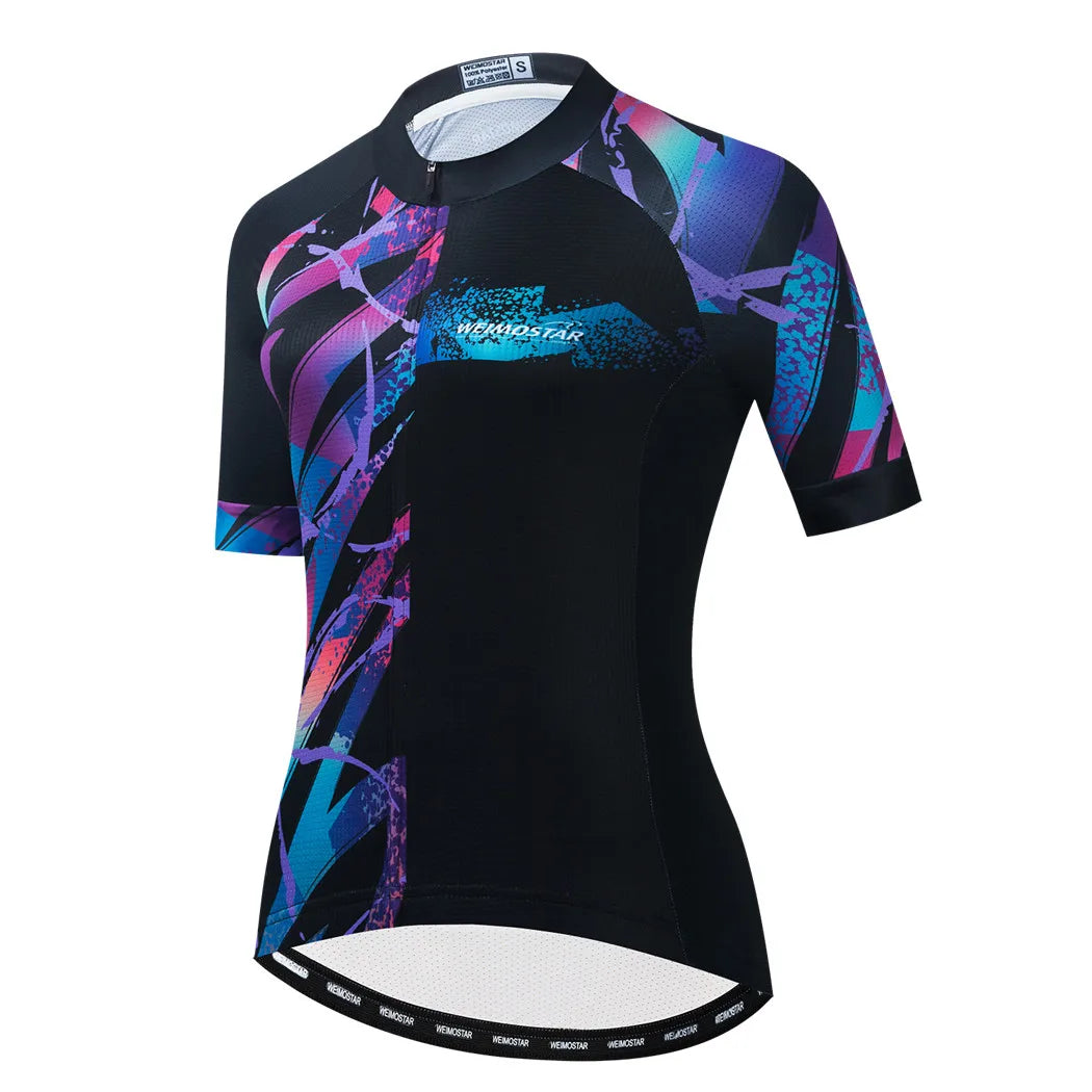 Blue Black Womens Cycling Jersey Pro Team Cycling Clothing Summer MTB Bike Jersey Breathable Bicycle Shirt Maillot Ciclismo