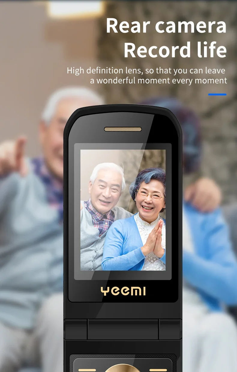 YeeMI K21+ 4G Rugged Feature Phone 2.6Inch Screen Big Button Flip Phone Dual SIM Dual Screen Cellphone 6800mAh Battery Full Band