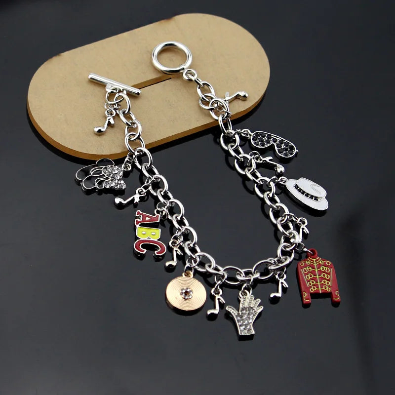 Michael Jackson Bracelets for Women Men Commemorative Series Charms Pendant Chain Bangle Music Fans Jewelry Gifts