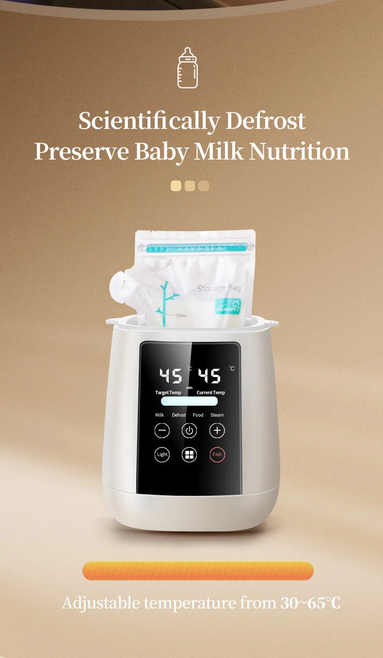 Babyflessenwarmer en sterilisator 6-in-1 Multifunctionele moedermelkverwarmer Nauwkeurige temperatuurregeling Babyflessenverwarm