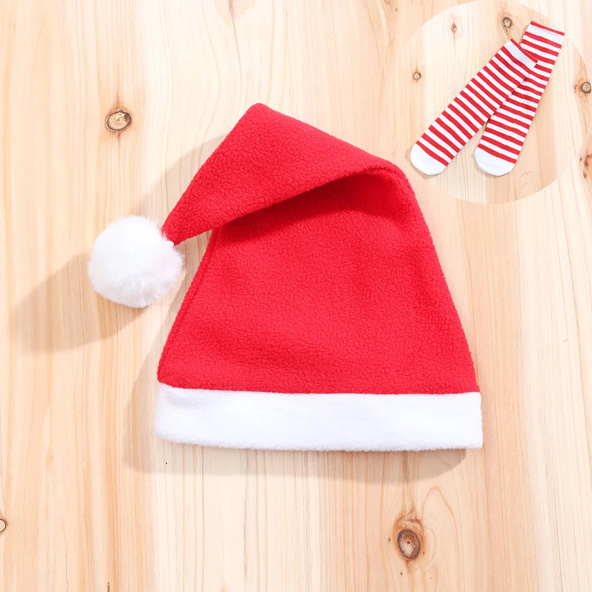 IURNXB Infant Baby Girl Dress with Hat Socks Christmas Outfits 3pc Set Cute Santa Claus Long Sleeve Princess Skirt Dresses 0-18M