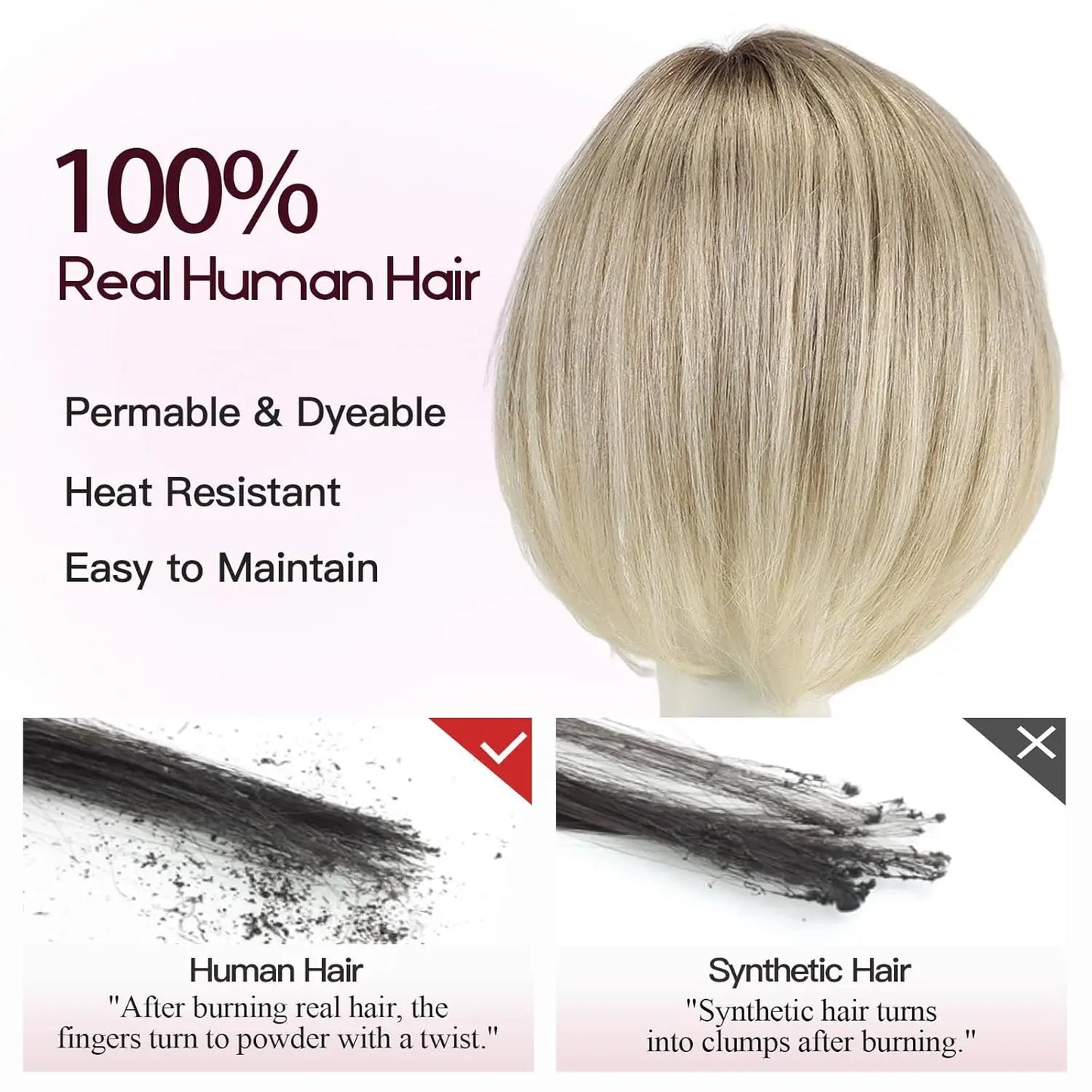 Ombre Gray Blonde Real Human Hair Toppers 6.5*6.5inch Large Base 4Clips Topper 10inch Hair Topper for Women with Bangs Side Part