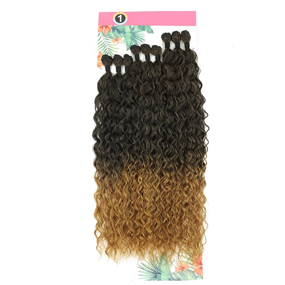 BOL Curly Hair Bundles 20 24 28Inch Long Synthetic Hair Exetension Fake Hair For Women Water Wave Heat Resistant 9Pcs Full Head