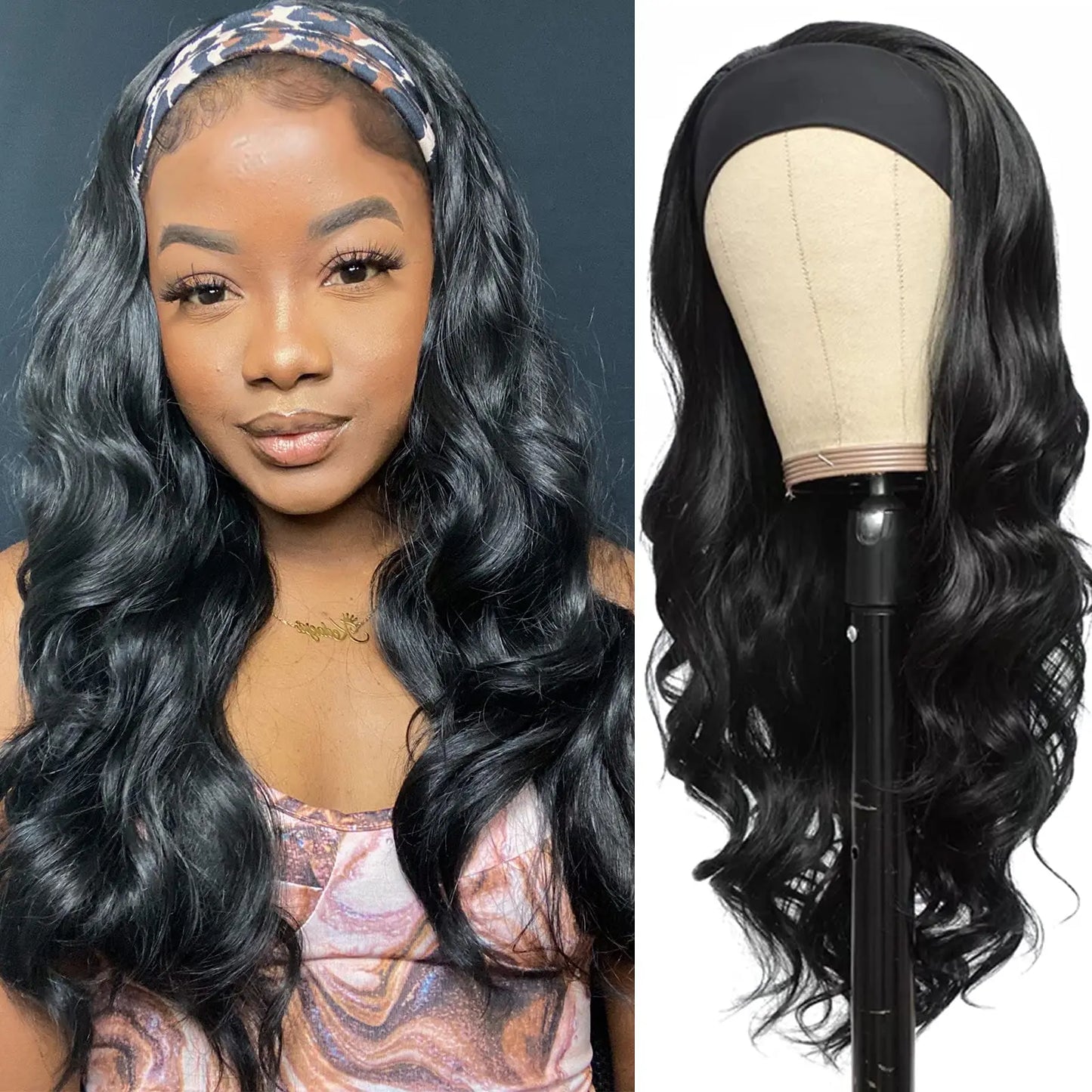 32 Inch Body Wave Headband Wig for Women Human Hair Glueless Wear and Go Glueless Brazilian Virgin Human Hair 250 Density