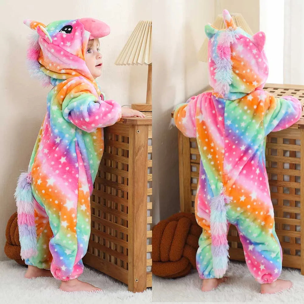 0 to 4 Years Baby Pajamas Winter Cartoon Sleeping Clothes Boys Dinosaur Pijamas Onesies Girls Clothes Toddler Night Bodysuits