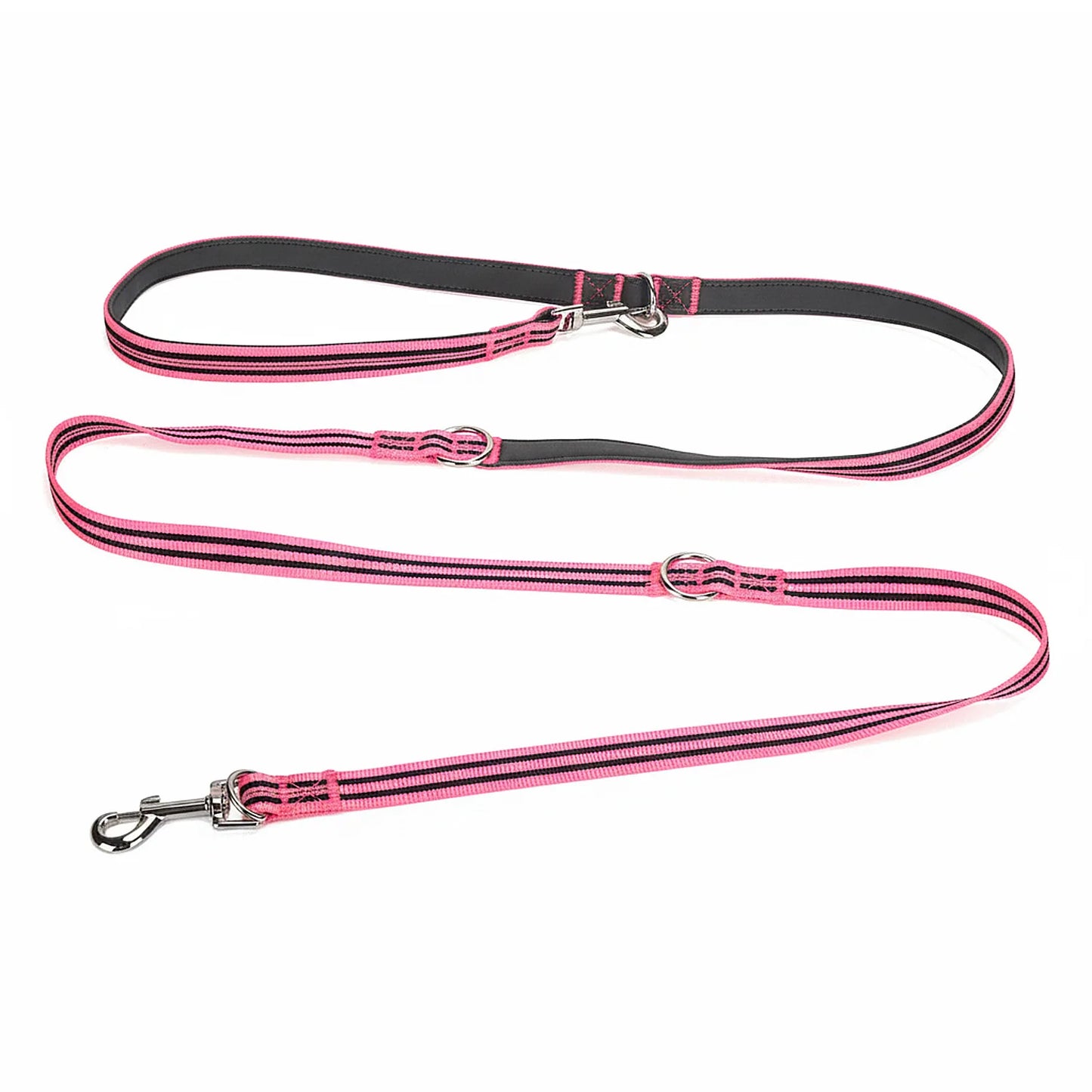 Crossbody Dog Leash Versatile Crossbody Waist Leash with 3 Rings Puppy Walking Leash Reflective Nylon Multifunctional Pet Rope