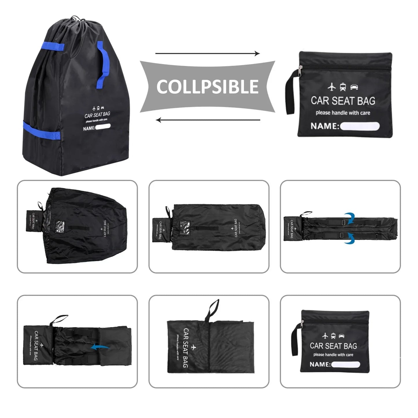 Car Seat Bag Backpack Universal Infant Carseat Storage Bag for Airplane Gate Check Large Durable Carseat Travel Bag with Straps