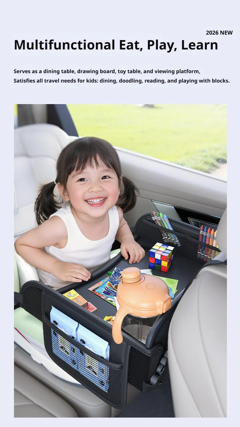 Car Seat Back Hanging Bag For Rear Seat Kids Lunch Desk Food Tray Long Trip Watching Movie Phone Holder Large Capacity Bags