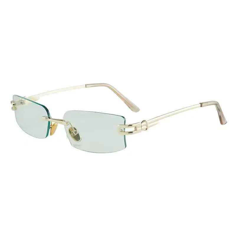 Rectangle Shape Rimless Sunglass Women Fashion Trendy UV Protection Sun Glasses for Man Korean Style Men Sunglasses