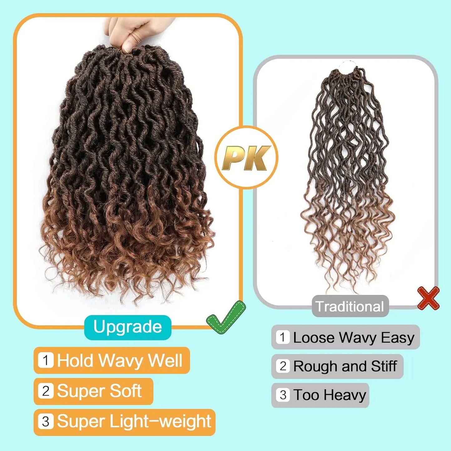 12-24inch Goddess Locs Crochet Hair Goddess Faux Locs Synthetic Crochet Hair For Women Pre Looped Faux Locs With Curly Ends