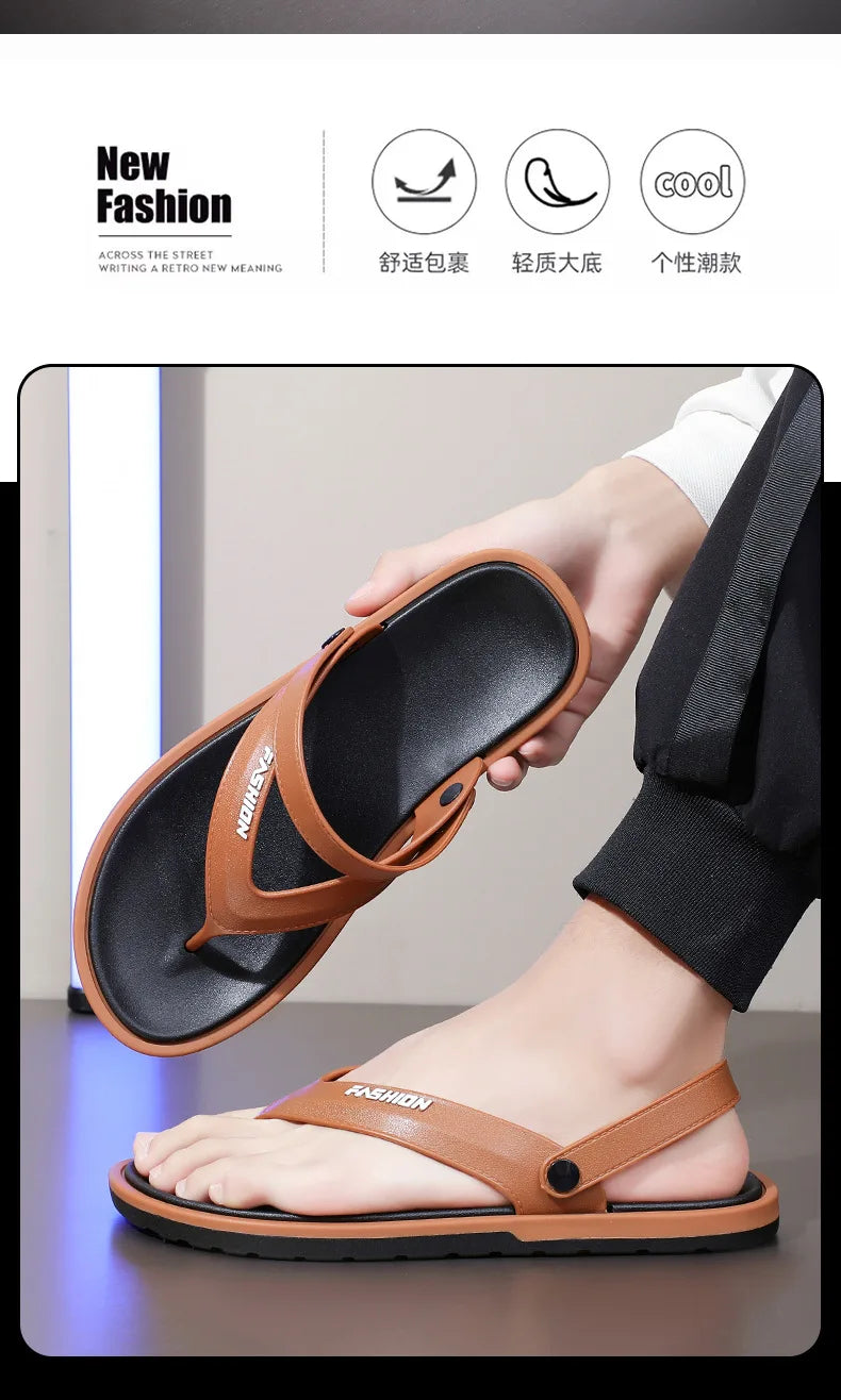 Flip-flops men's fashion trend summer foreign trade cross-border external wear breathable and wear-resistant toes two sandals