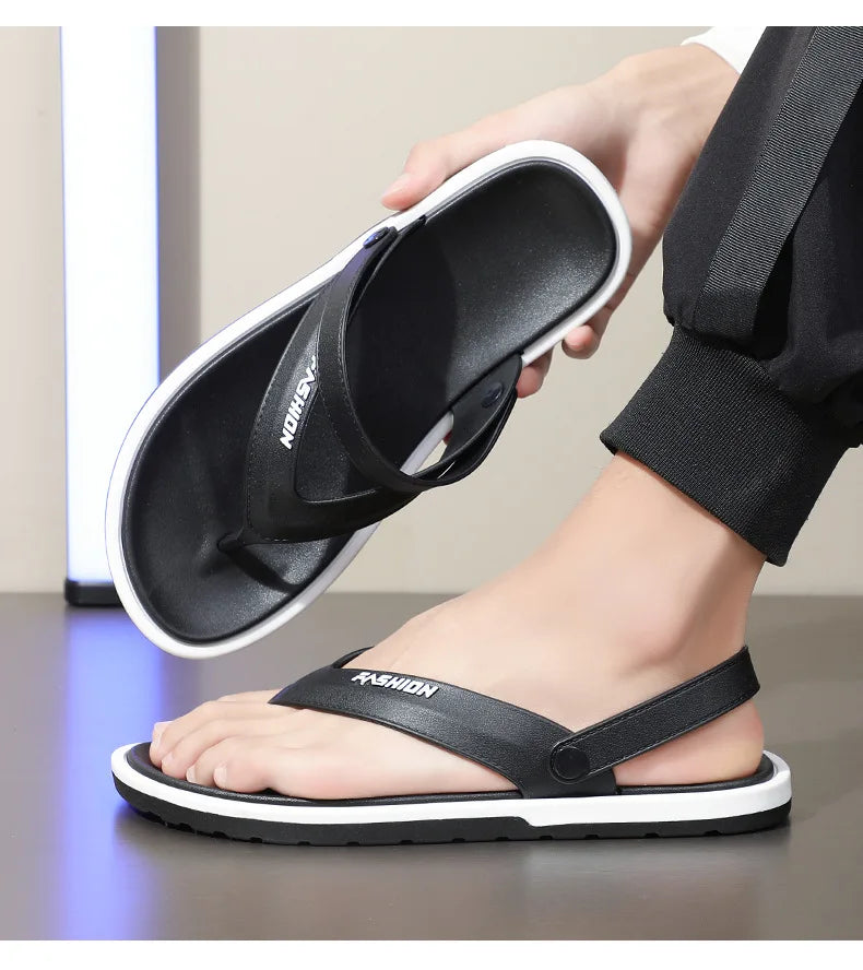 Flip-flops men's fashion trend summer foreign trade cross-border external wear breathable and wear-resistant toes two sandals