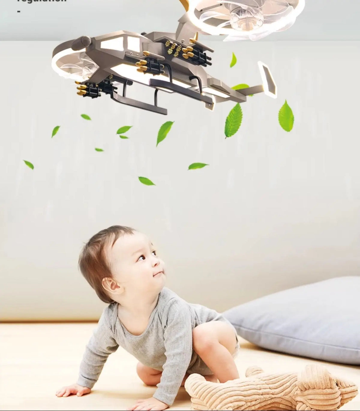 Kids Plane Ceiling Fan With Lights For Bedroom Study Kindergarten Children's Room Decoration Led Lighting Lustre Chandelier Lamp