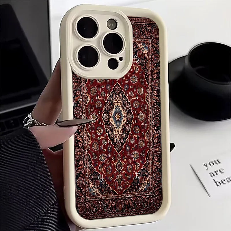 Vintage Pattern Bumper Phone Case For iPhone 17 16 15 14 13 12 11 Pro Max XS XR X 7 8 Plus 16E 17 Air 13 Mini Silicone TPU Cover