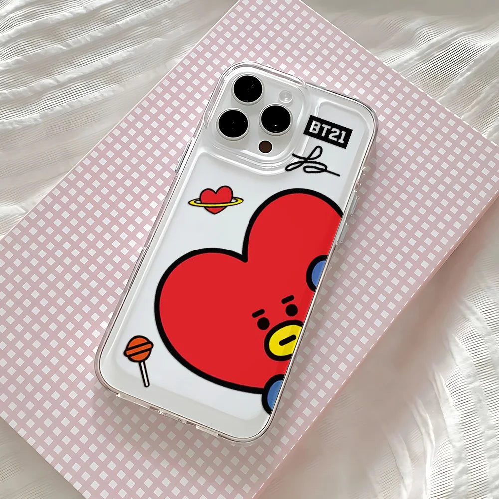 Cute Cartoon -Y-BT-21-Phone Case For iPhone 17 16e 16 15 14 13 12 11 Mini Air Pro Max X XR 7 8 Plus Transparent Soft Back Cover