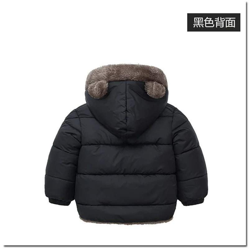Baby Boys Girls Jacket Hooded Cotton Outerwear Children's Thick Fleece Coat Cashmere Padded Jackets Winter Boys Girls Warm Coats