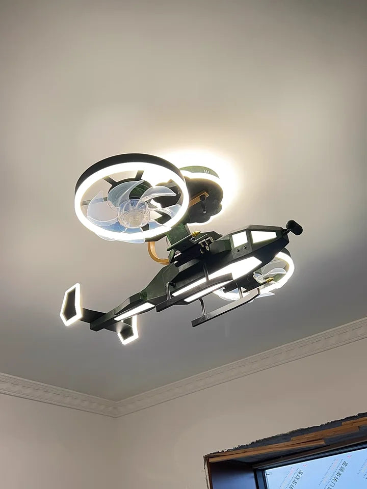 Kids Plane Ceiling Fan With Lights For Bedroom Study Kindergarten Children's Room Decoration Led Lighting Lustre Chandelier Lamp