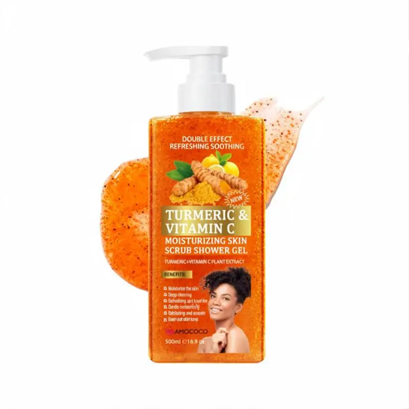 Turmeric&Vitamin C Moisturizing Body Wash, Exfoliating Cleansing Smoothing Body Wash, Gentle Scrub Finish Refreshing Natural Sce