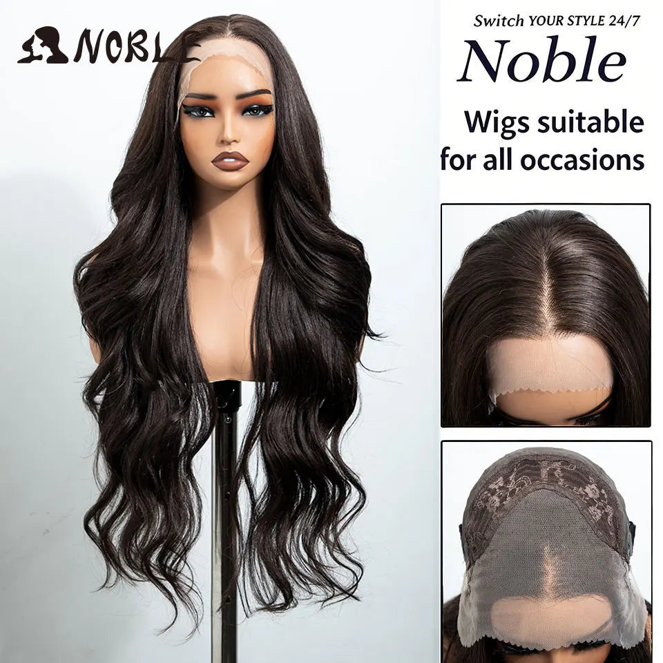 Noble 30 Inch Synthetic Lace Front Wigs For Women Curly Ash Blonde Highlight 13x4 Body Wave Silk Base Lace Wig Cosplay Daily Wig