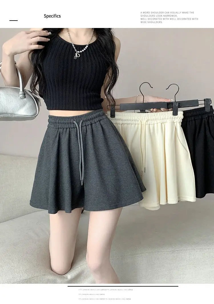 2026 High Waist Wide Leg Sports Shorts Women's Summer New Loose Fit A-Line Shorts Casual Versatile Comfortable Short Pants