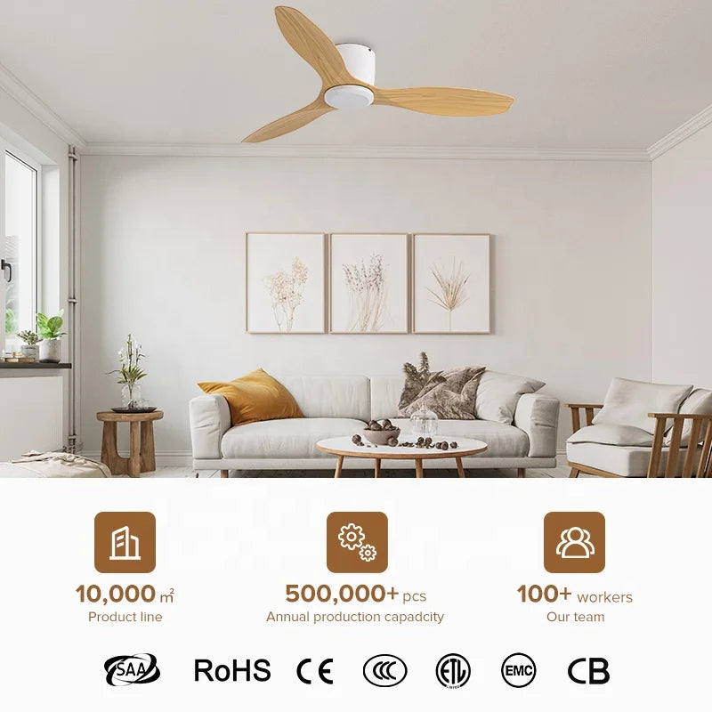 Fashion Design  Remote Control 52 Inch Three Blades Six Wind Speeds  Ceiling Fans