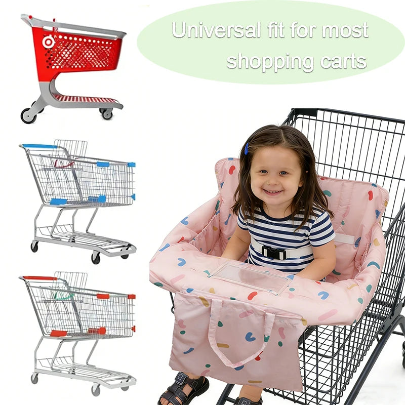 Baby Shopping Cart Cover with Toy Loop Universal Fit Soft Breathable Cart Seat Cover Washable Infant Grocery Cart Liner for Kids