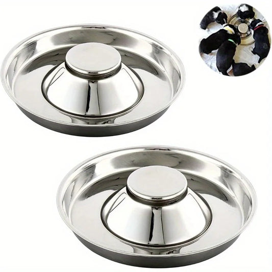 2pcs Stainless Steel Pet Bowls for Dogs & Cats - Durable Feeding Dishes for Food & Water, Ideal for Multiple Puppies and Kittens