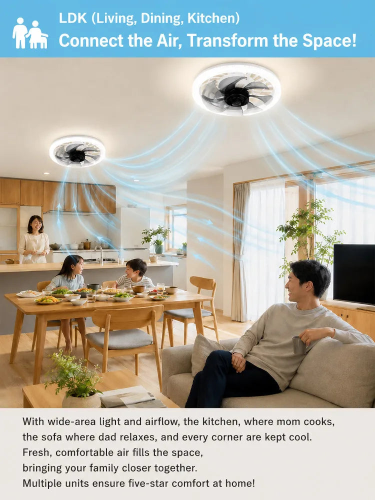 Led Fan Light Smart Remote Control Ceiling Fan With Light E27 For Living Room Converter Base Dimmable 4 Adjustable Wind Speed